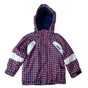 Rugged Bear Unisex Kids Red Plaid RBX Insulated Hooded Snow Ski Coat Size 6